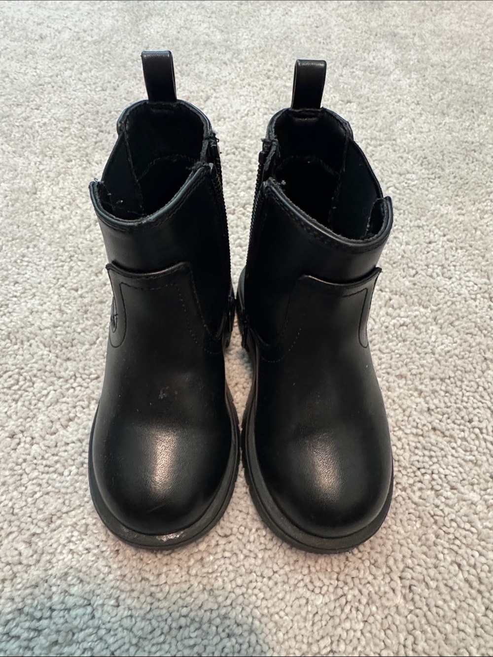 Kids Black Ankle Boots with Zipper - 7
